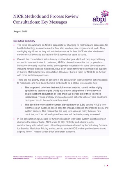 NICE Methods And Process Review Second Consultations Key Messages