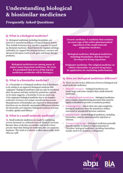 Biological and biosimilar medicines in the UK