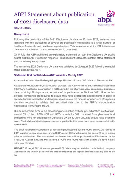 ABPI statement mail batch issue updated 020822