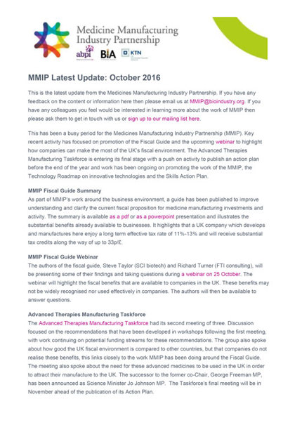 MMIP Newsletter - October 2016