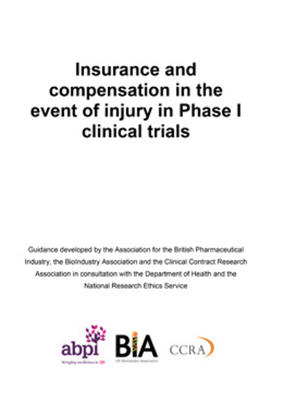 Insurance and compensation in the event of injury in Phase I clinical trials