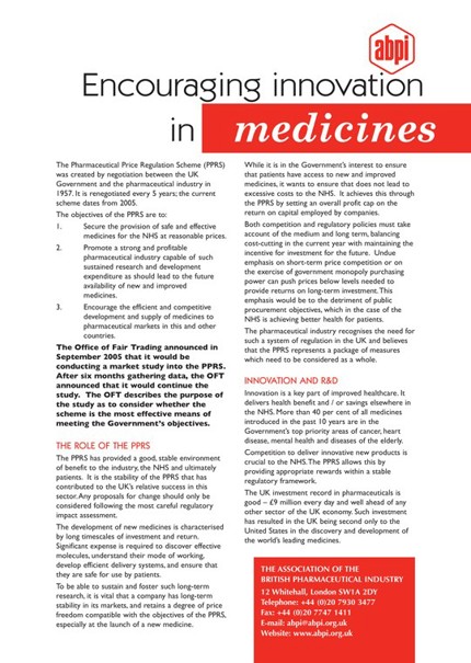 Encouraging innovation in medicines