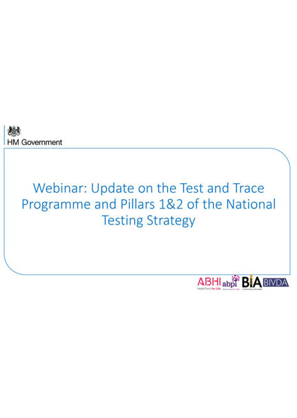 Webinar slides: Coronavirus (COVID-19): Update on the National Test and Trace Programme  - 29 May 2020